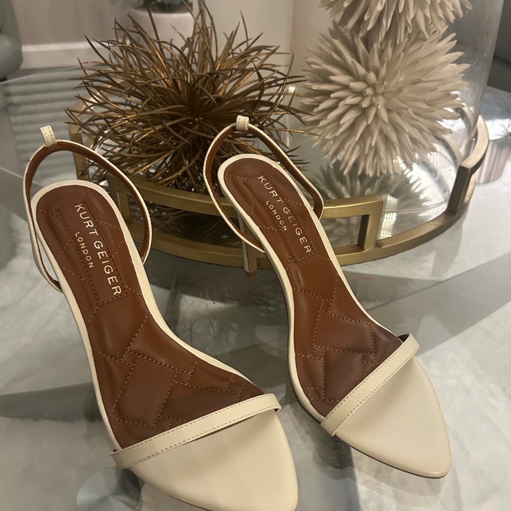 Kurt Geiger Cream & Brown Strappy Heels (NWT)Lux Nostalgia Chic | Holiday Ready - Picture 2 of 5